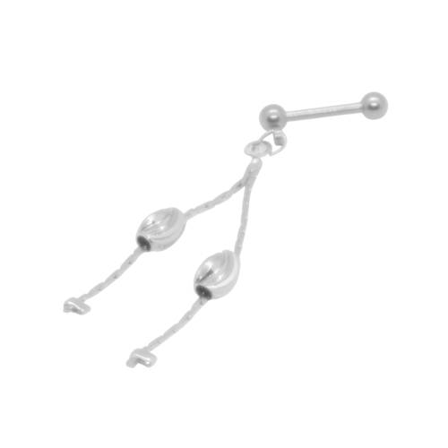 Piercing Microbell Reto Pendulum c/ Zircônia Aço Cirurgico 316L